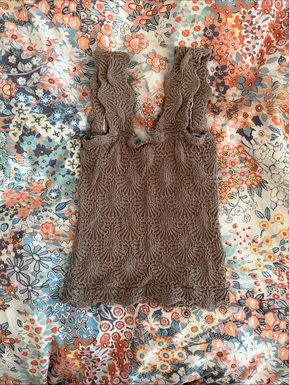 Free People Brown Textured Crop Tank